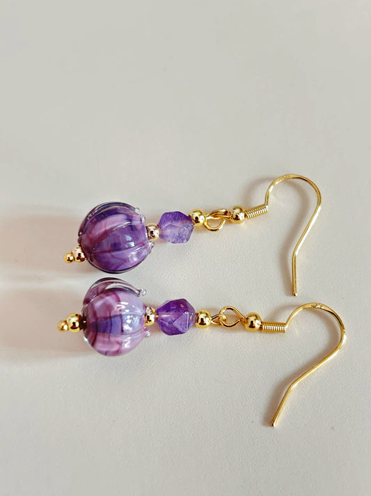 Aretes de Amatista Natural Púrpura Nine Fire - Image 2