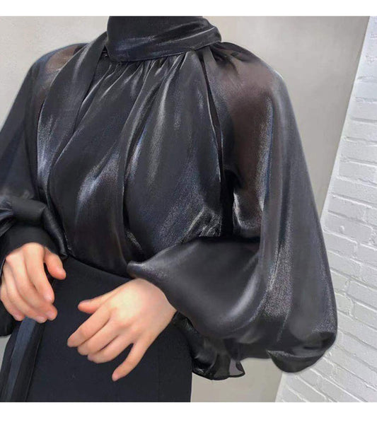 Blusa Tipo Western con Protección Solar y Lazo de Gasa para Mujer - Image 2