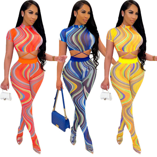 Body Stocking Estampado con Cordones y Efecto Tie-Dye - Image 2