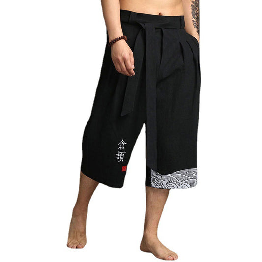 Pantalones Anchos Estilo Chino para Hombre en Algodón y Lino - Image 2