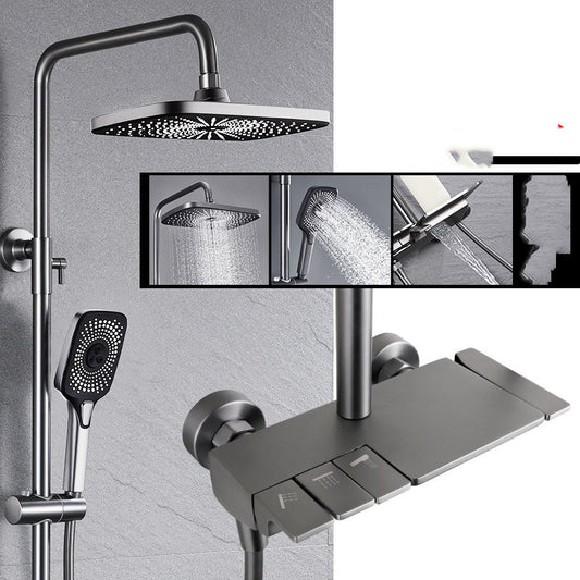Conjunto de Ducha Gris Acero con Botones de Cuatro Velocidades - Image 2