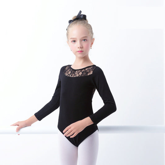 Vestido de Danza Manga Larga en Algodón Negro para Niñas - Image 2