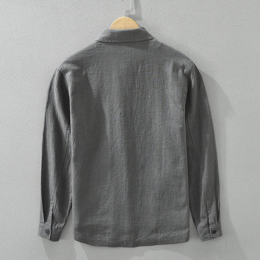 Camisa Casual Minimalista Retro de Manga Larga para Hombre - Image 2