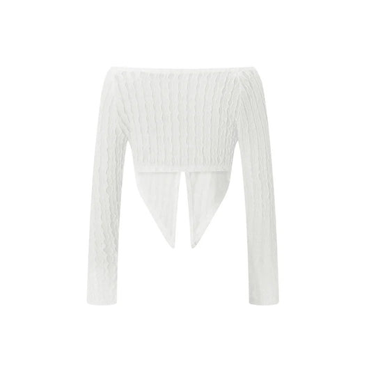 Blusa Ajustada de Cuello Barco y Manga Larga - Image 2