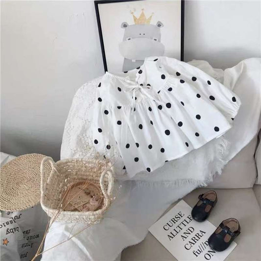 Blusa Infantil Manga Larga Estilo Occidental con Lunares y Mangas Abullonadas - Image 2