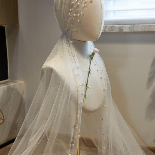 Vestido de Novia Largo con Velo de Perlas Fairy - Image 2