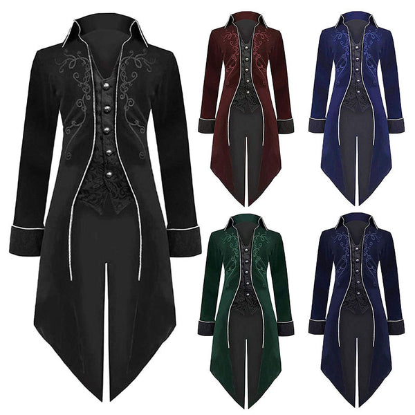 Abrigo Punk Vintage Swallowtail para Halloween - Corte Midi