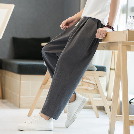 Pantalones Casuales de Algodón y Lino Hombre - Corte Recto Relajado - Image 2