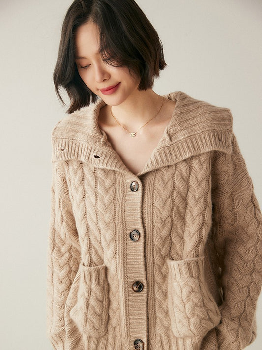 Cardigan Tipo Cuello Alto en Cashmere Estilo Francés para Mujer - Image 2