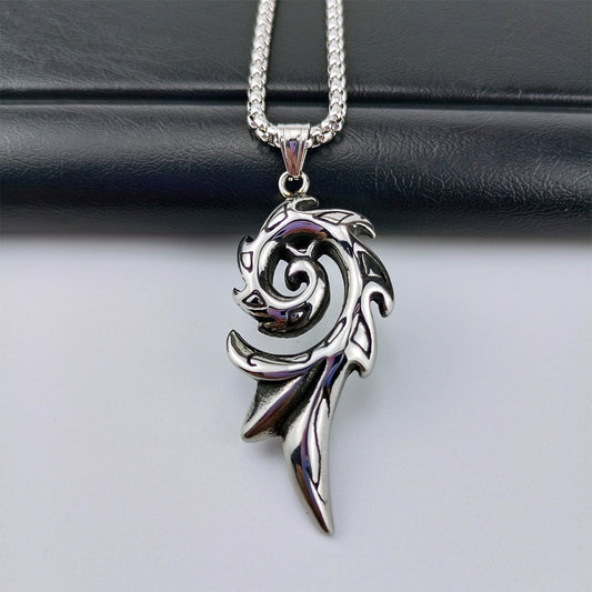 Collar Colgante Fénix de Fuego en Acero Titanio para Hombre - Image 2