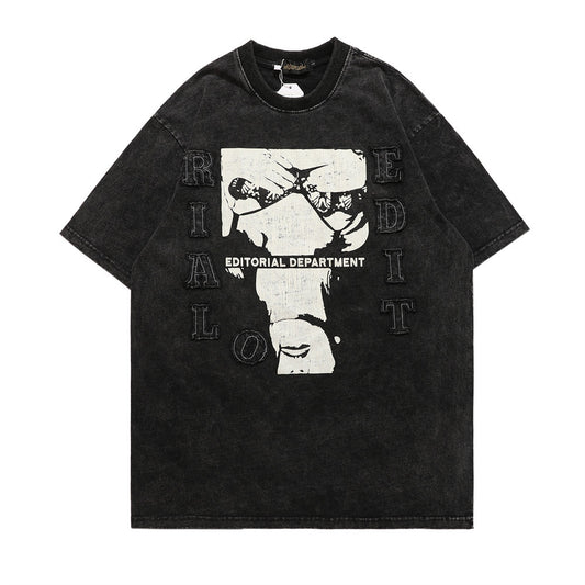 Camiseta Estampado Abstracto Desgastado Manga Corta para Hombre Street - Image 2