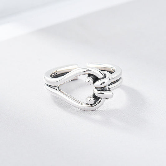 Anillo de Plata Geométrico Doble para Mujer - Image 2