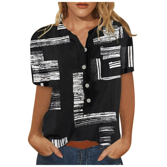 Camisa Suelta Estampada con Diseño Irregular - Image 2