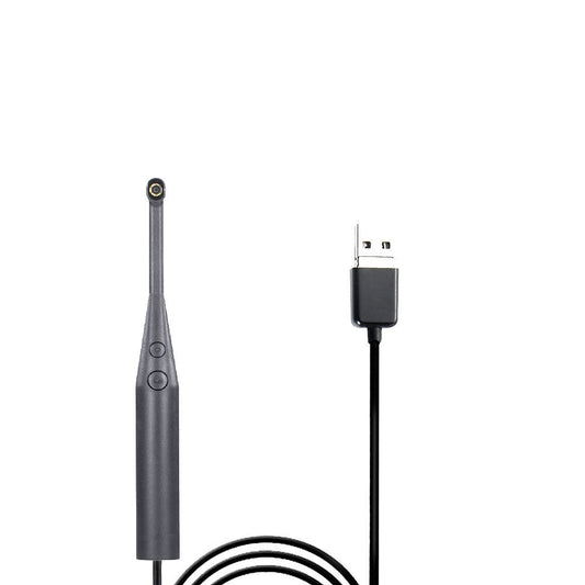 Dark gray HD USB visual dental appliance with camera tip and control buttons, connected to a USB-A plug. - Image 2