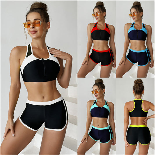 Bikini de Dos Tonos con Costuras Contrastantes - Image 2