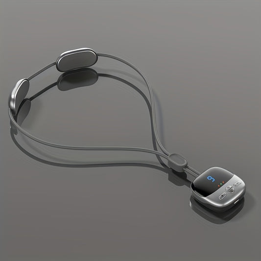 Red mini portable cervical massager with a pendant design, featuring an LCD screen and control buttons. - Image 2