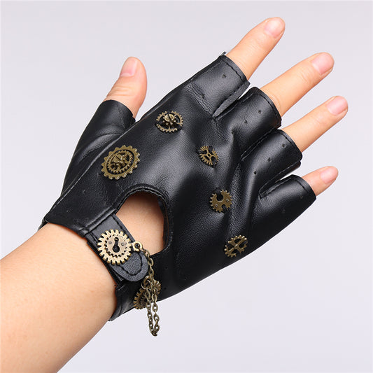 Guantes Steampunk Retro con Cadena de Engranajes - Image 2