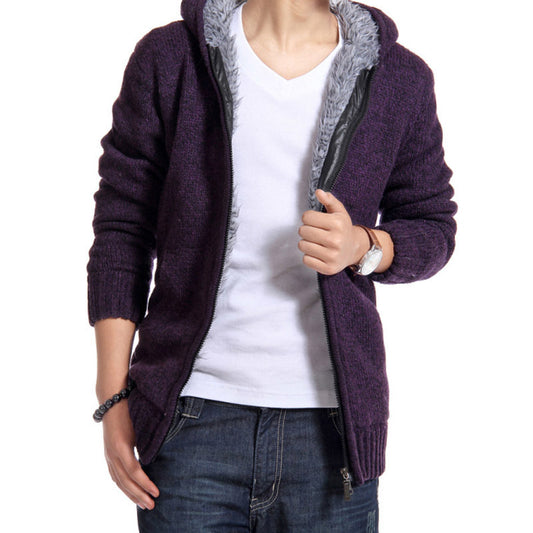 Cardigan con Capucha Coreano Slim Fit en Punto - Image 2