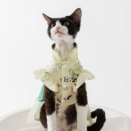 Falda Pareja Estilo Chino Panda y Bambú para Gatos Sin Pelo - Image 2