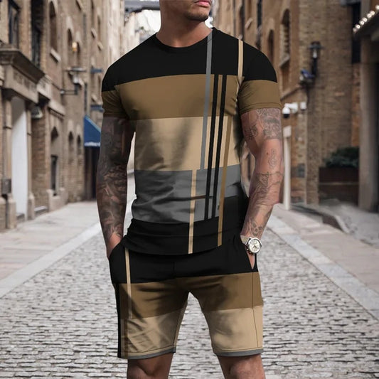 Conjunto Deportivo Casual Multicolor de Manga Corta para Hombre - Image 2
