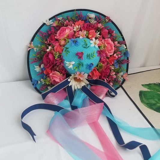 Sombrero de Paja Púrpura con Flor para Mujer - Estilo Raffia - Image 2