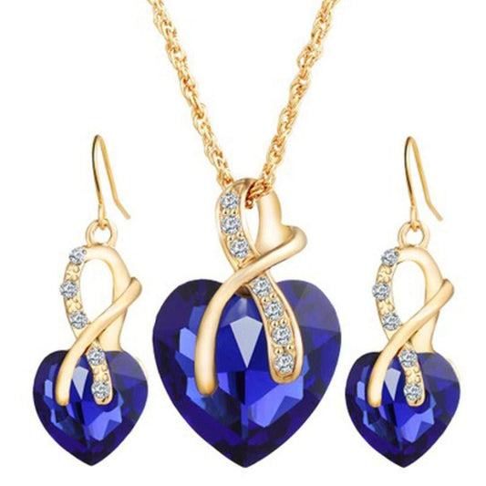 Conjunto de Joyas con Aretes y Collar de Cristal - Image 2