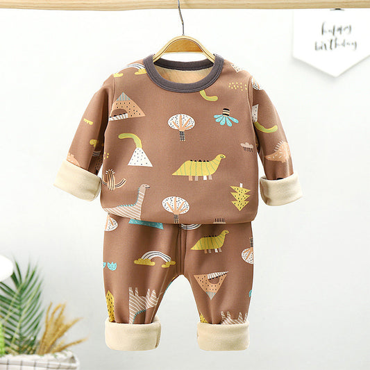 Conjunto de Ropa Térmica Infantil Algodón con Forro Polar Engrosado - Image 2
