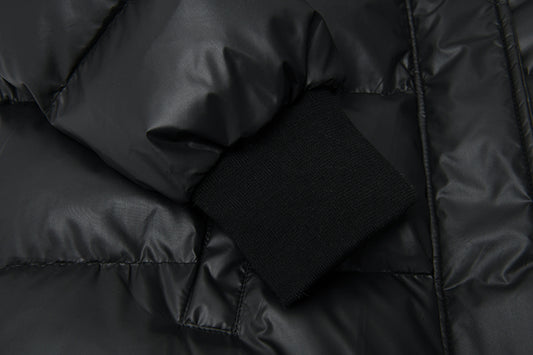 Chaqueta Denim Oversize Acolchada Negra con Costuras Sueltas - Image 2
