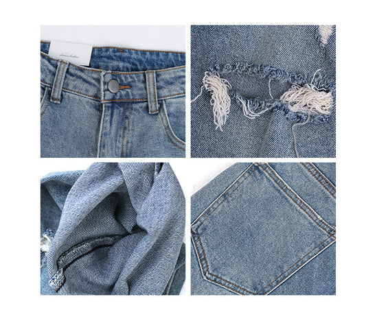 Pantalones Vaqueros Rotos Hombre Estilo Retro Japonés Cintura Suelta Pierna Recta - Image 2