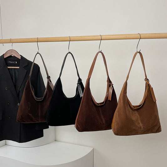 Bolso de Hombro de Ante Vintage con Costuras para Mujer - Image 2