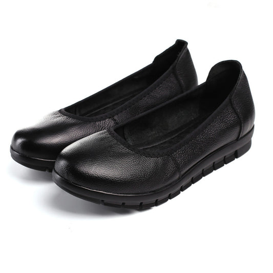 Zapatos de Trabajo Cuero Auténtico para Mujer Negro Antideslizantes Planos - Image 2