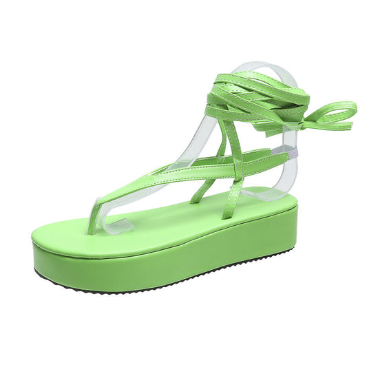 Sandalias Mujer Estilo Hada Suela Gruesa Romana Plana Moda Tendencia - Image 2