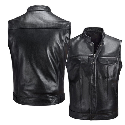 Chaleco de Cuero para Motociclista - Estilo Casual Tallas Grandes - Image 2
