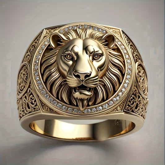 Anillo de Oro 18K para Hombre con Diseño de León Engastado en Diamantes - Image 2
