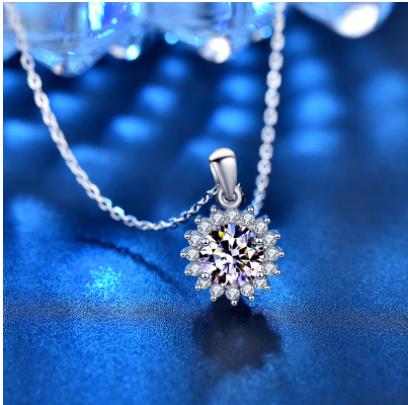 Collar Girasol Plata 925 con Moissanita - Colgante Flor Diamante para Mujer - Image 2