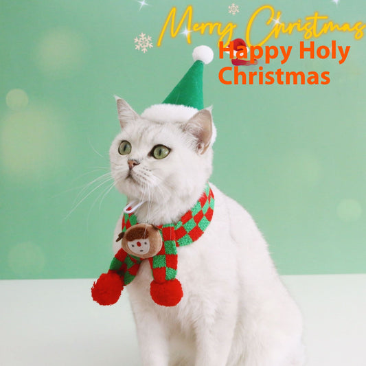 Bufanda y Gorro Navideño para Mascotas - Lana Tejida con Diseño Copo de Nieve y Papá Noel - Image 2