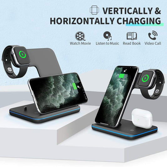 Cargador Inalámbrico 3 en 1 para Teléfono, Reloj y Auriculares - Image 2