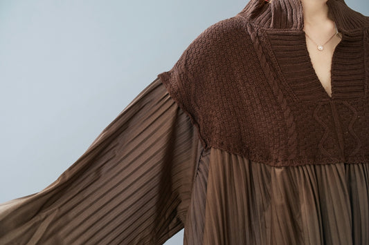 Blusa Occidental Holgada con Mangas Farol y Costuras Tejidas - Talla Grande - Image 2