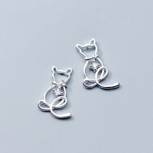 Aretes de Gato Minimalista en Aleación - Diseño Adorable para Mujer - Image 2
