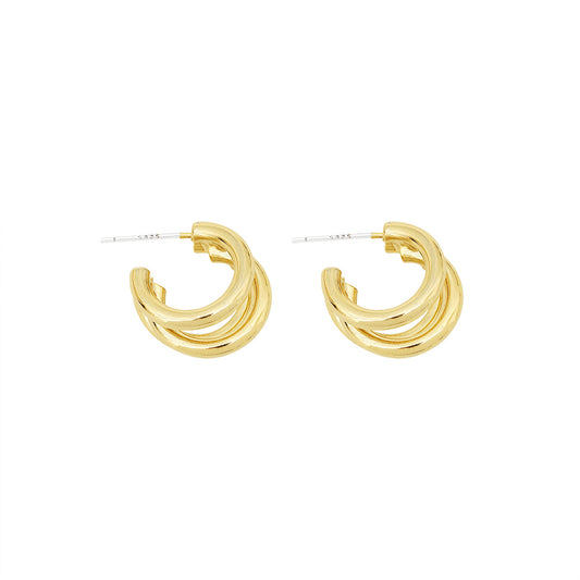 Aretes Minimalistas de Tres Capas - Diseño Elegante y Sofisticado - Image 2