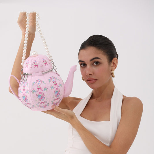 Bolso Vintage con Cadena de Perlas y Estampado Floral Retro - Image 2
