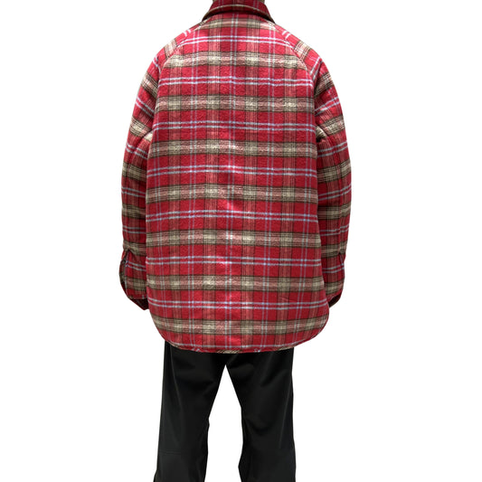 Chaqueta Acolchada de Cuadros Rojo para Hombre con Cierre de Cremallera - Image 2