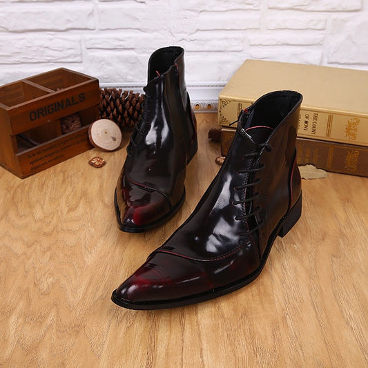 Botas de Cuero Puntiagudas Estilo Coreano Lujo Ligero para Hombre - Image 2