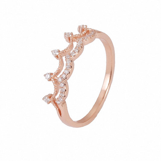 Anillo de Oro Rosa 18K con Diamantes - Diseño Corona para Mujer - Image 2