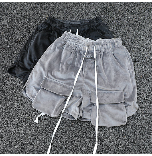 Shorts Holgados de Terciopelo con Bolsillos Grandes y Aberturas Laterales - Image 2