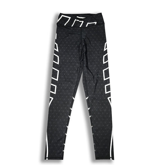 Pantalones Cropped Negros con Estampado Rectangular para Mujer - Image 2