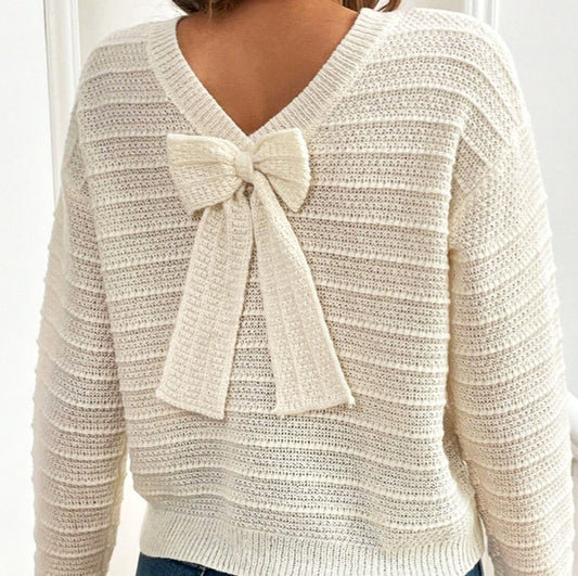 Suéter con Lazo en la Espalda - Cuello Redondo Versátil y Elegante - Image 2