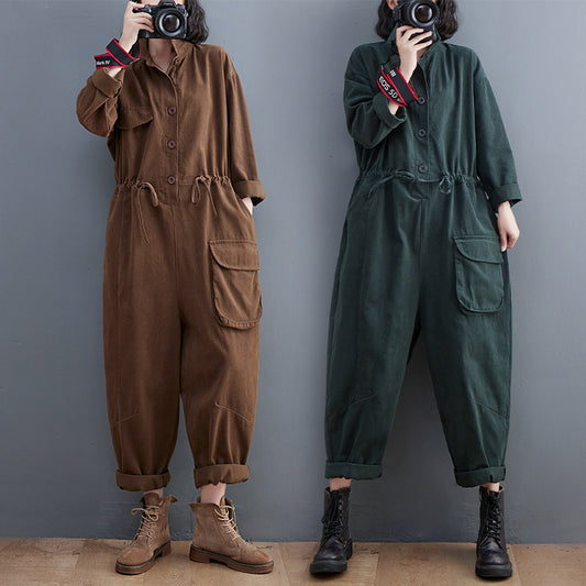 Jumpsuit Retro Mujer Talla Grande Suelto Otoño Casual Versátil - Image 2