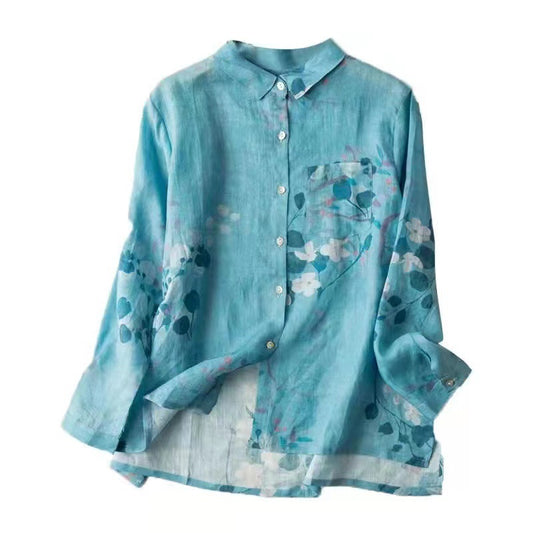 Camisa Vintage de Algodón y Lino para Mujer - Image 2