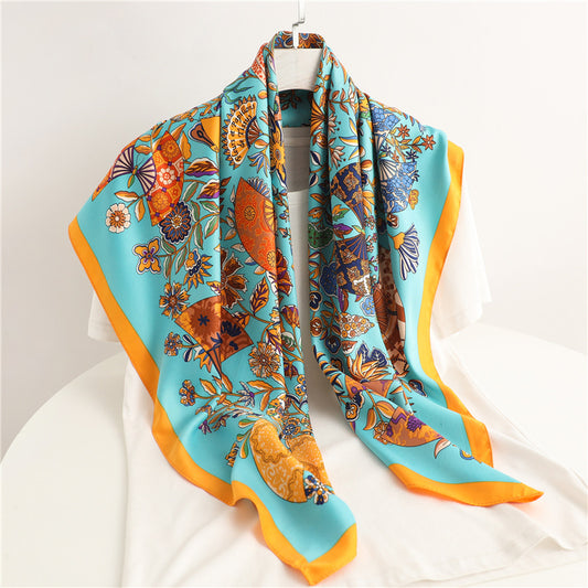 Pañuelo Cuadrado Retro Estampado para Mujer - Diseño Clásico - Image 2